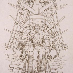 Le bûcheron et ses outils, gravure de Théophile Schuler