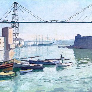 Tableau de Marquet : le pont transbordeur de Marseille, 1918