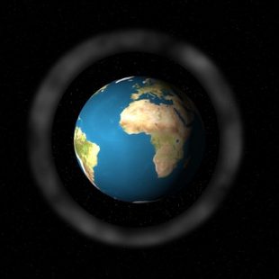 image de la terre entourée d'un halo sur fond noir