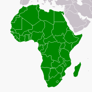 Carte de l’Afrique en vert.