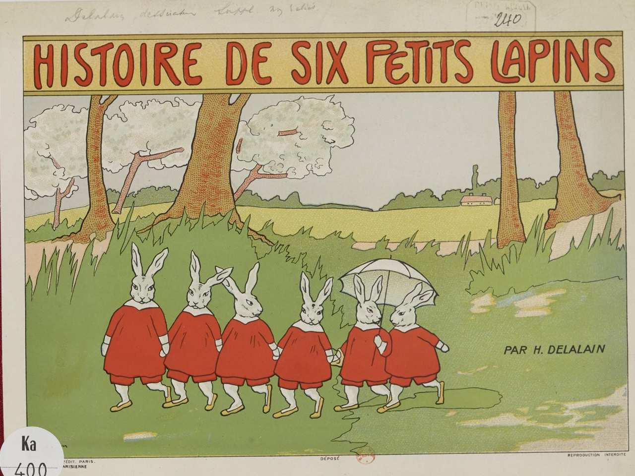 Première de couverture de l'Histoire de six petits lapins par H. Delalain