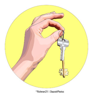 Illustration d'une main tenant des clefs