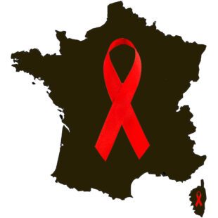Ruban rouge Sida sur France fond noir