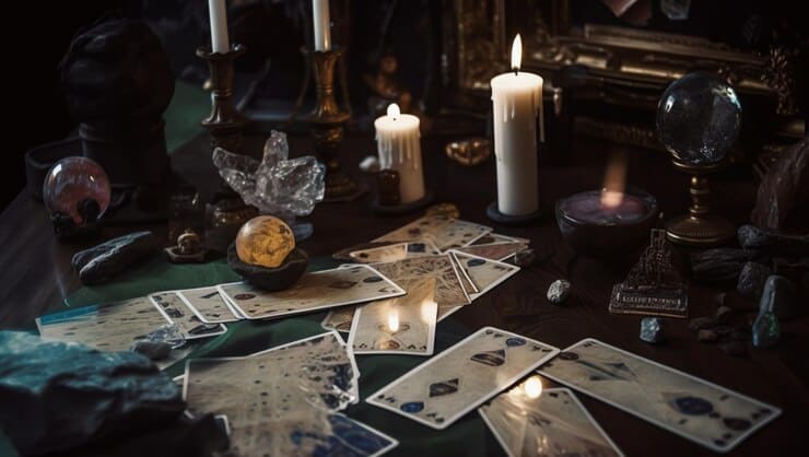 Image d'ambiance paranormale autour de la divination