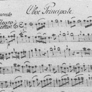 Partition d'un concerto pour hautbois de Mozart, mouvement au tempo Allegro Aperto. Edition de 1920