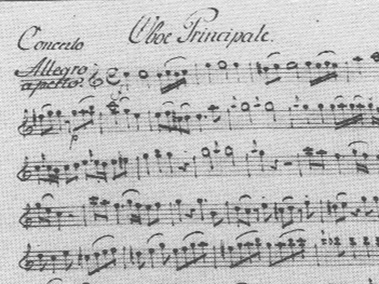 Partition d'un concerto pour hautbois de Mozart, mouvement au tempo Allegro Aperto. Edition de 1920